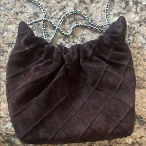 Tory Burch Brown Quilted Shoulder Bag with Chain Strap